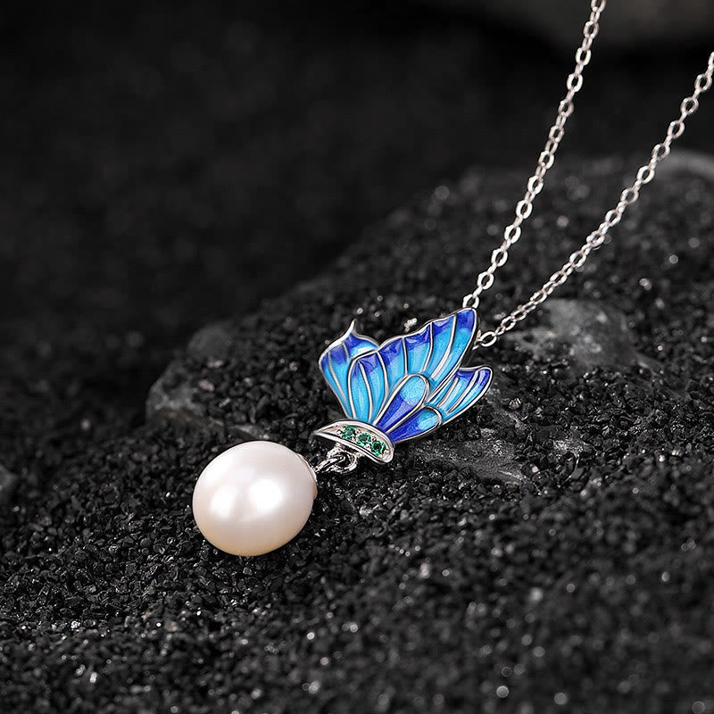 Buddha Stones 925 Sterling Silver Pearl Butterfly Healing Necklace Pendant Earrings Ring - Necklace - image 1