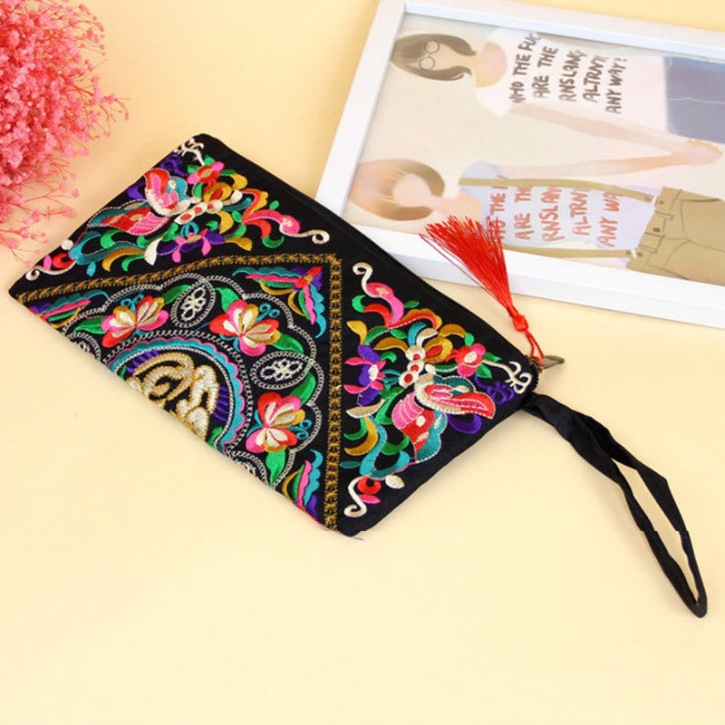 Buddha Stones Dragon Butterfly Cosmos Flower Embroidery Wallet Shopping Purse - image 11