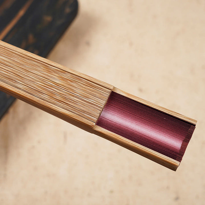 Buddha Stones Solid Color Gradient Hollow Engraved Handheld Bamboo Folding Fan - image 7