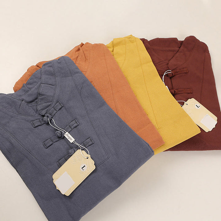 Buddha Stones 2Pcs Men's Short Sleeve Shirt Top T-Shirt Pants Meditation Zen Tai Chi Cotton Linen Clothing Set - image 13