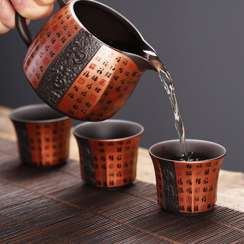 Buddha Stones Small Fu Character Purple Clay Ceramic Teacup Kung Fu Tea Cup 50ml - image 7