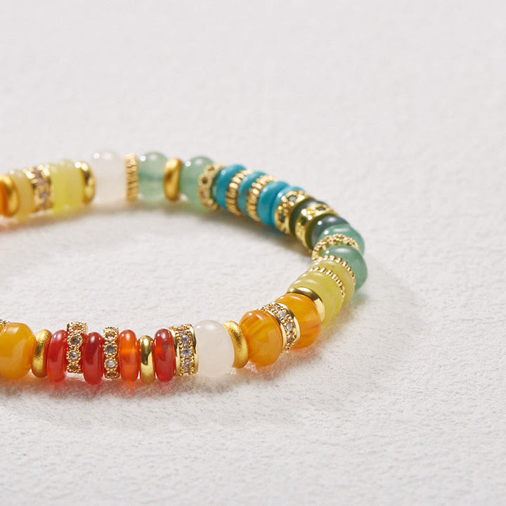 Buddha Stones Natural Red Agate Jade Rainbow Confidence Bracelet - image 1