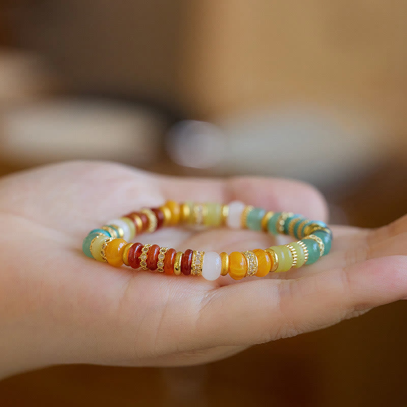 Buddha Stones Natural Red Agate Jade Rainbow Confidence Bracelet - image 4