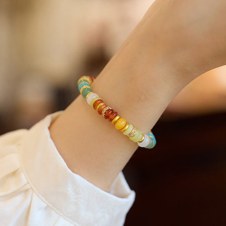Buddha Stones Natural Red Agate Jade Rainbow Confidence Bracelet - image 3