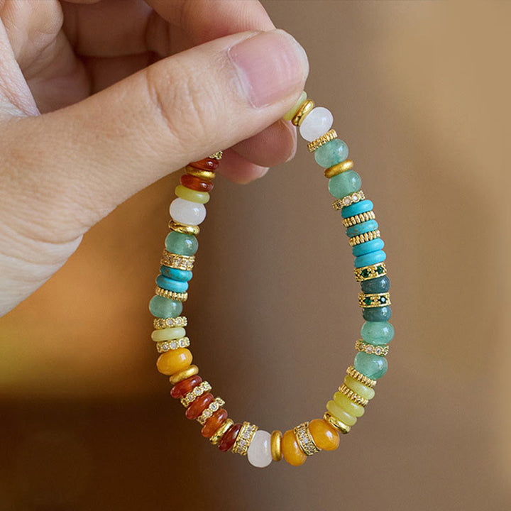 Buddha Stones Natural Red Agate Jade Rainbow Confidence Bracelet - image 7