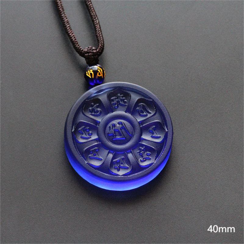 Buddha Stones Liuli Manjusri Lotus Enlightenment Necklace - Blue(Necklace Length: 45cm) - image 0