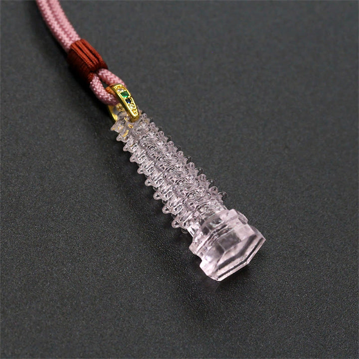 Buddha Stones Liuli Ancient Pagoda Wisdom Necklace - Pink(Necklace Length: 45cm) - image 7