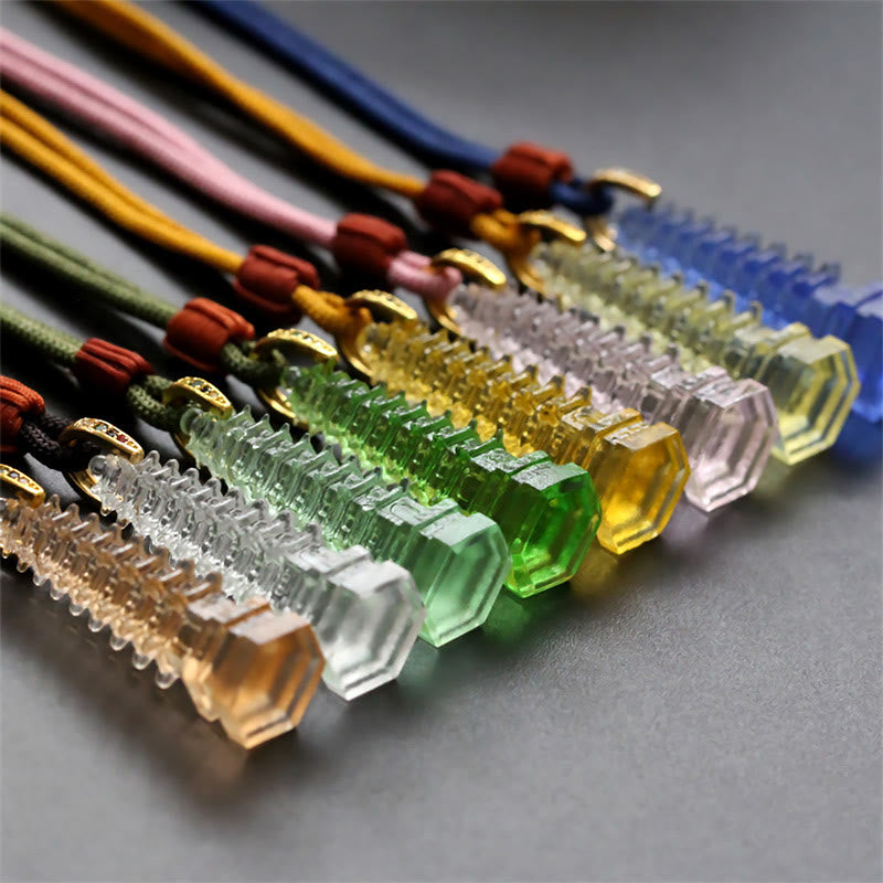 Buddha Stones Liuli Ancient Pagoda Wisdom Necklace - image 9