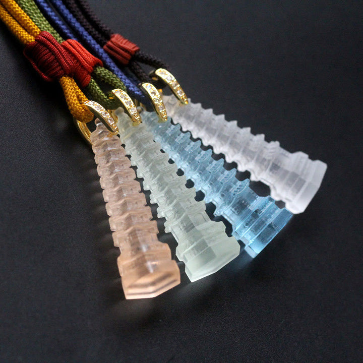 Buddha Stones Liuli Ancient Pagoda Wisdom Necklace - image 11