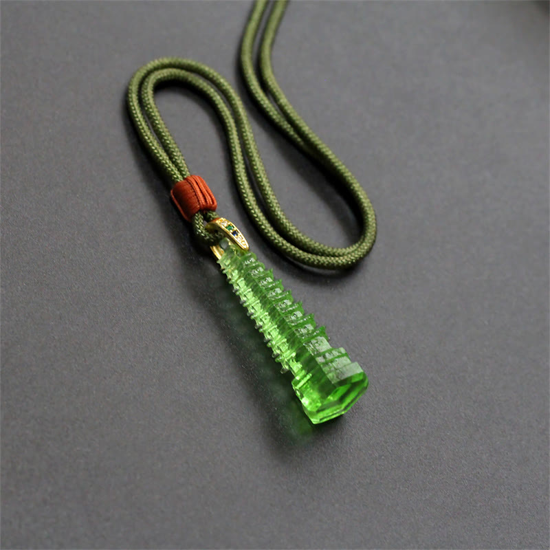 Buddha Stones Liuli Ancient Pagoda Wisdom Necklace - image 21