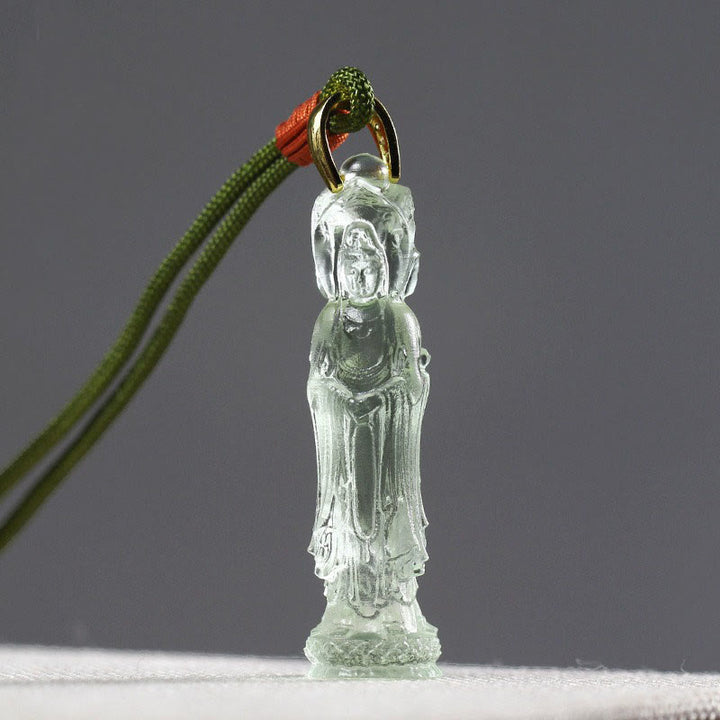 Buddha Stones Avalokitesvara Buddha Liuli Harmony Necklace - Cyan(Necklace Length: 45cm) - image 4