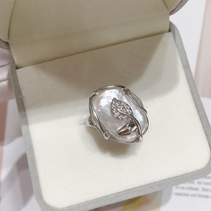 Buddha Stones Pearl Copper Plated Gold Flower Happiness Wealth Ring - image 13