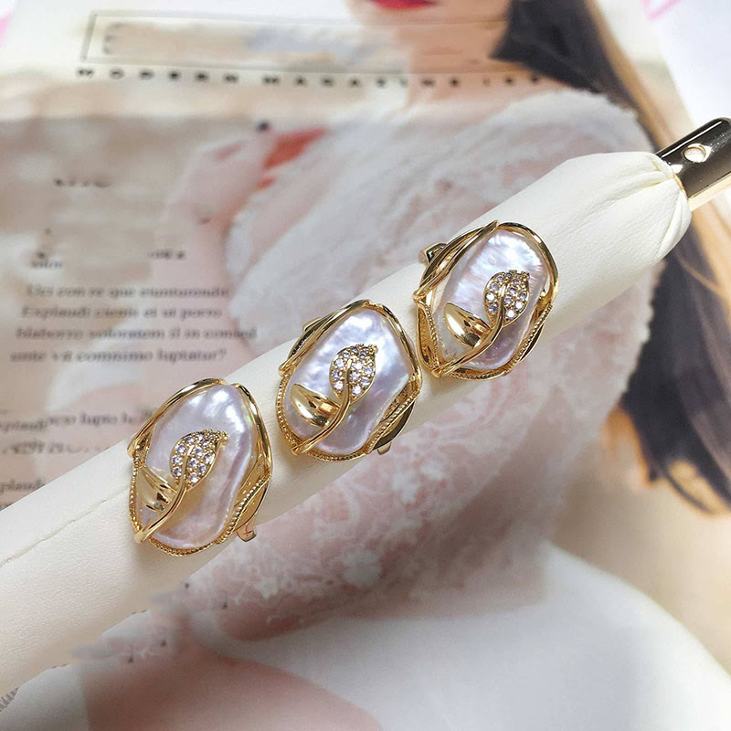 Buddha Stones Pearl Copper Plated Gold Flower Happiness Wealth Ring - image 10