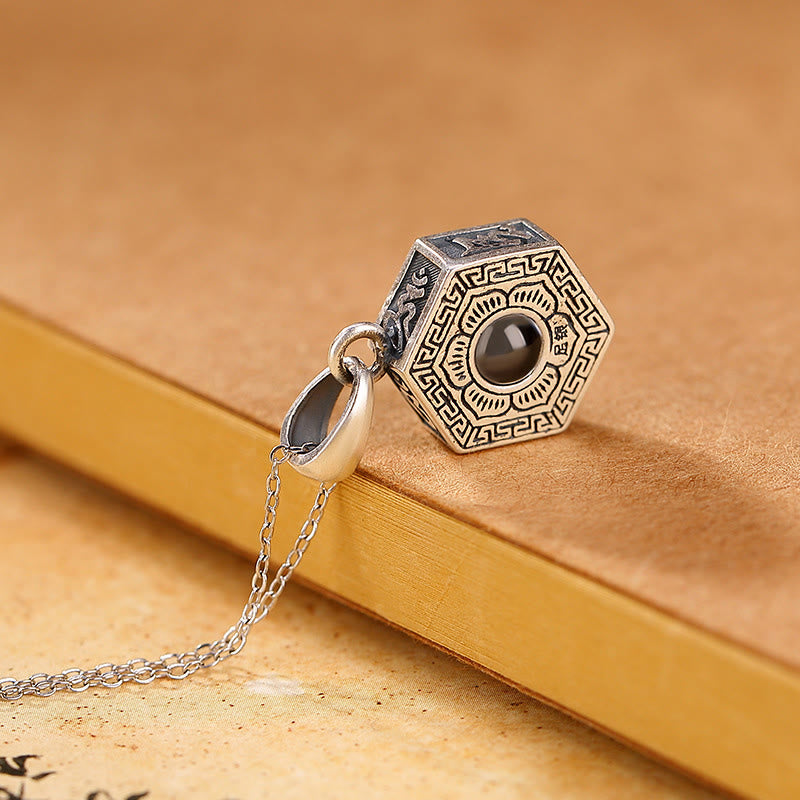 Buddha Stones 990 Sterling Silver Tibetan Om Mani Padme Hum Lotus Love Projection Necklace Pendant - image 2