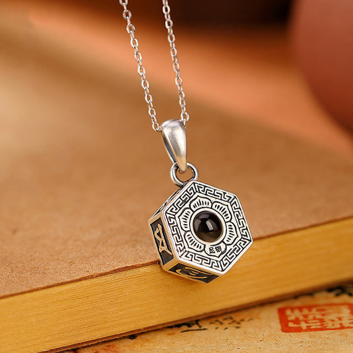 Buddha Stones 990 Sterling Silver Tibetan Om Mani Padme Hum Lotus Love Projection Necklace Pendant - image 1