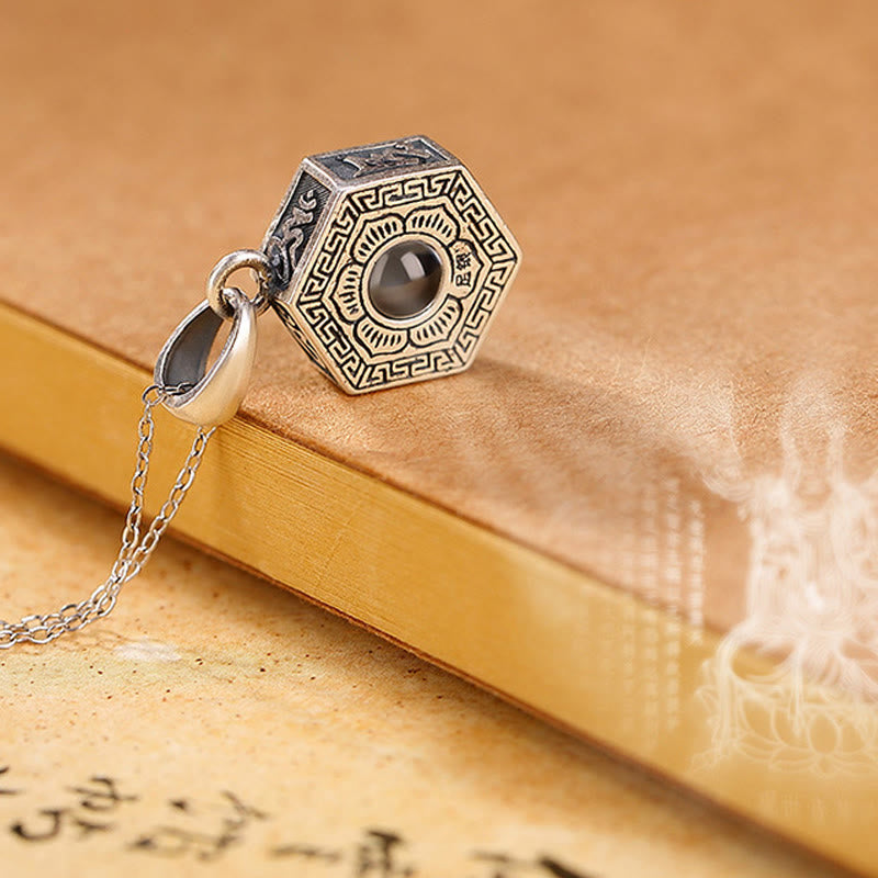 Buddha Stones 990 Sterling Silver Tibetan Om Mani Padme Hum Lotus Love Projection Necklace Pendant - image 6