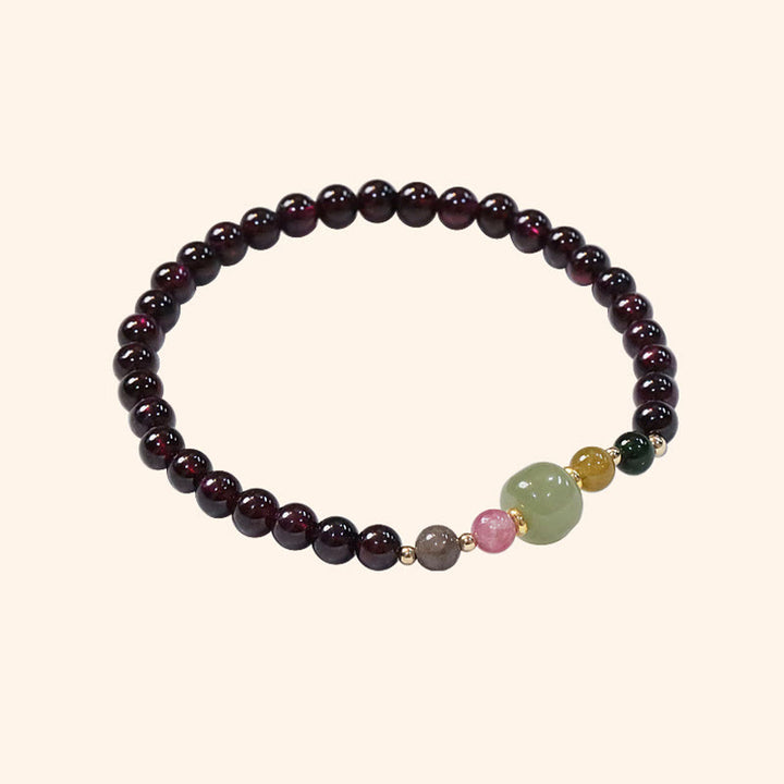 Buddha Stones Natural Garnet Hetian Jade Tourmaline Bead Passion Bracelet - image 6