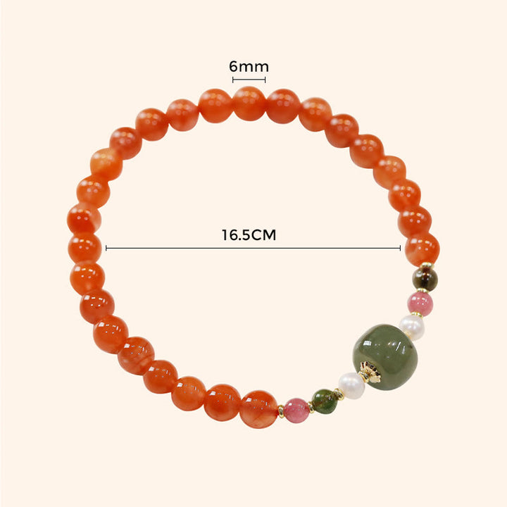 Buddha Stones Natural Red Agate Hetian Jade Bead Confidence Calm Bracelet - image 7