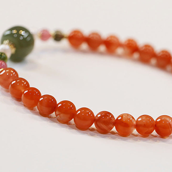 Buddha Stones Natural Red Agate Hetian Jade Bead Confidence Calm Bracelet - image 5