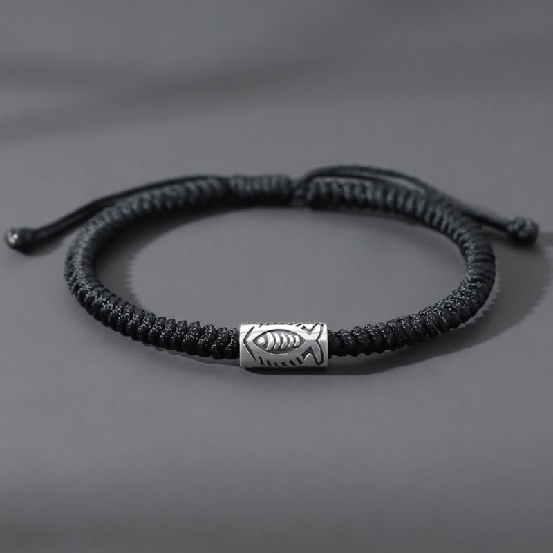 Buddha Stones Tibet Koi Fish Wealth Black String Bracelet - Koi FIsh Hand Braided Rope Black(Wrist Circumference: 14-20cm) - image 0