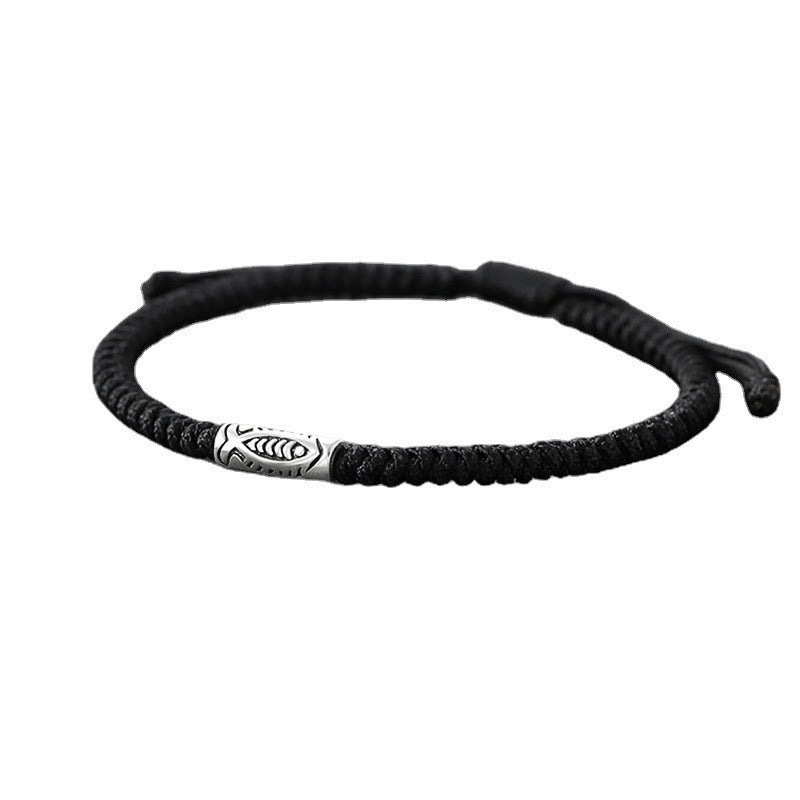 Buddha Stones Tibet Koi Fish Wealth Black String Bracelet - image 8