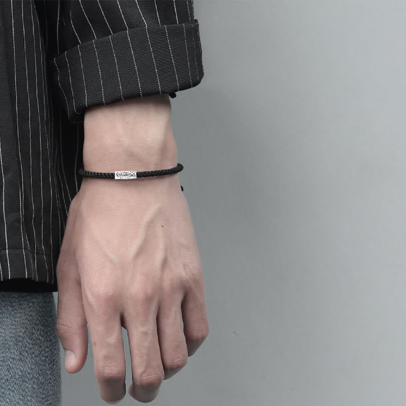 Buddha Stones Tibet Koi Fish Wealth Black String Bracelet - image 7