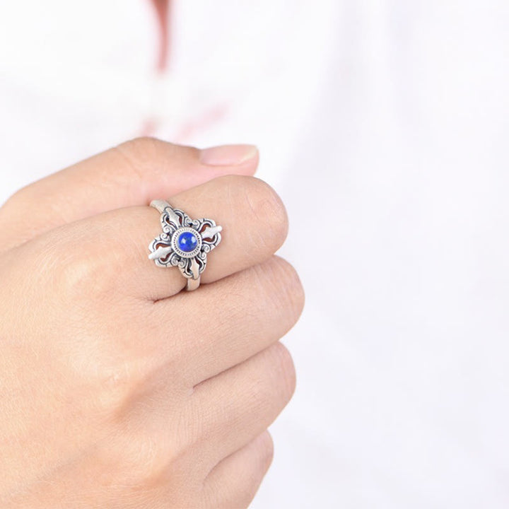 Buddha Stones Tibet 925 Sterling Silver Natural Lazurite Positive Adjustable Ring - image 4