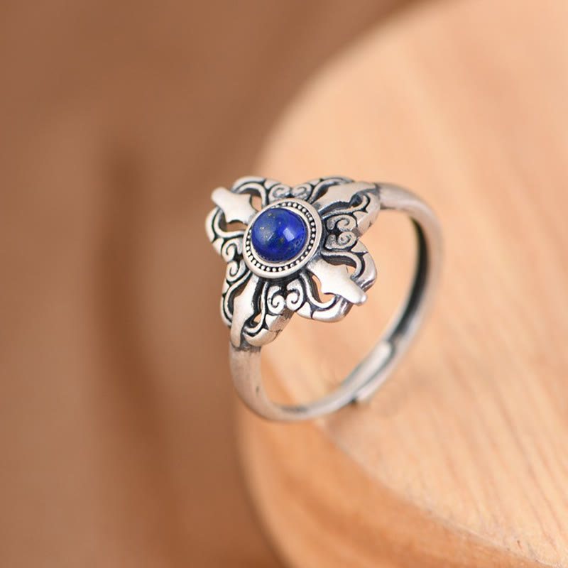 Buddha Stones Tibet 925 Sterling Silver Natural Lazurite Positive Adjustable Ring - image 1