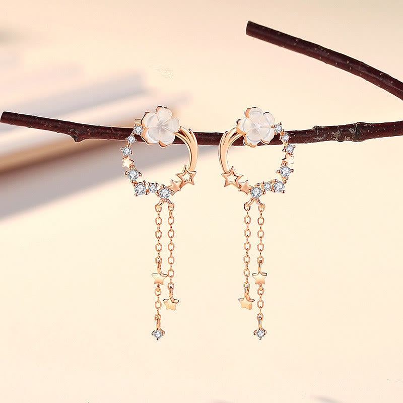 Buddha Stones 925 Sterling Silver Flower Butterfly Love Necklace Pendant Earrings Set - Rose Gold Earrings(925 Sterling Silver Posts) - image 8