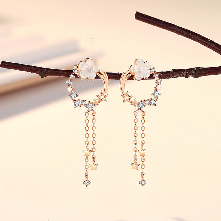 Buddha Stones 925 Sterling Silver Flower Butterfly Love Necklace Pendant Earrings Set - Rose Gold Earrings(925 Sterling Silver Posts) - image 8