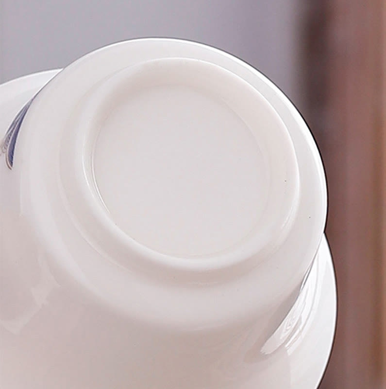 Buddha Stones White Porcelain Mountain Landscape Countryside Ceramic Gaiwan Teacup Kung Fu Tea Cup And Saucer With Lid - image 1