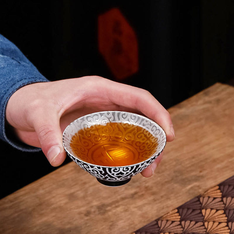 Buddha Stones Tibet Pattern Fu Character Ceramic Teacup Kung Fu Tea Cups 55ml - image 4