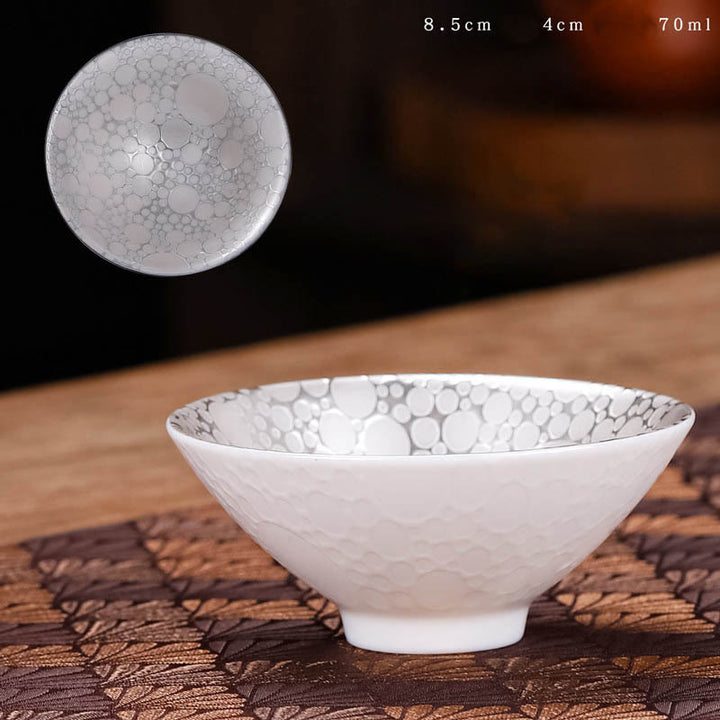 Buddha Stones Tibet Pattern Fu Character Ceramic Teacup Kung Fu Tea Cups 55ml - White Dots (8.5cm*4cm *55ml) - image 10