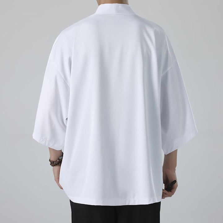 Buddha Stones Solid Color Open Front Jacket Men's Kimono - image 10
