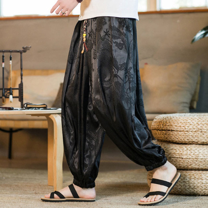 Buddha Stones Dragon Pattern Loose Men's Harem Pants With Pockets - image 1
