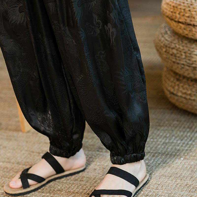 Buddha Stones Dragon Pattern Loose Men's Harem Pants With Pockets - image 10