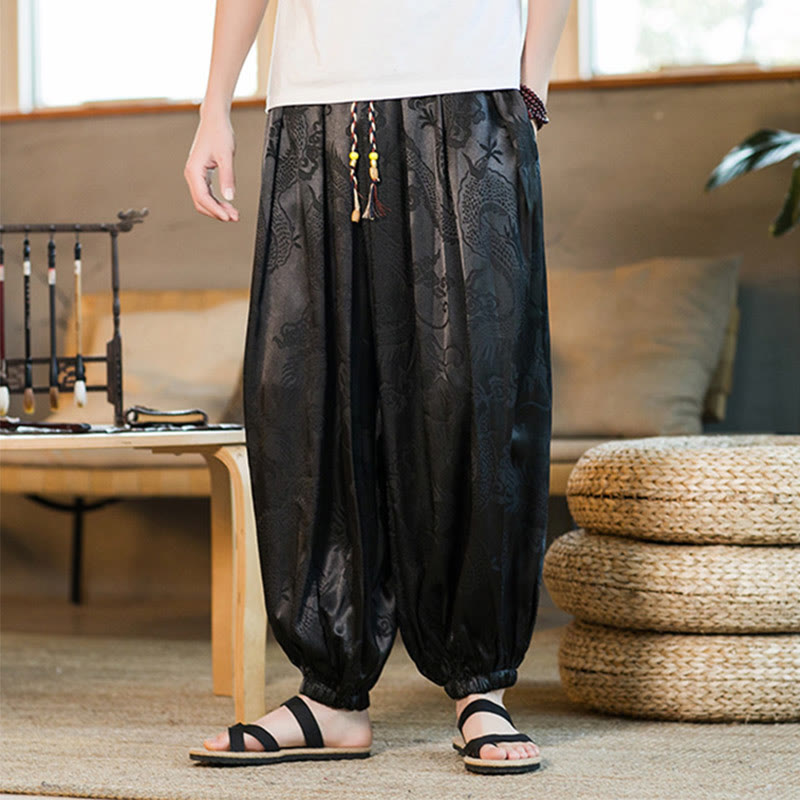 Buddha Stones Dragon Pattern Loose Men's Harem Pants With Pockets - image 2