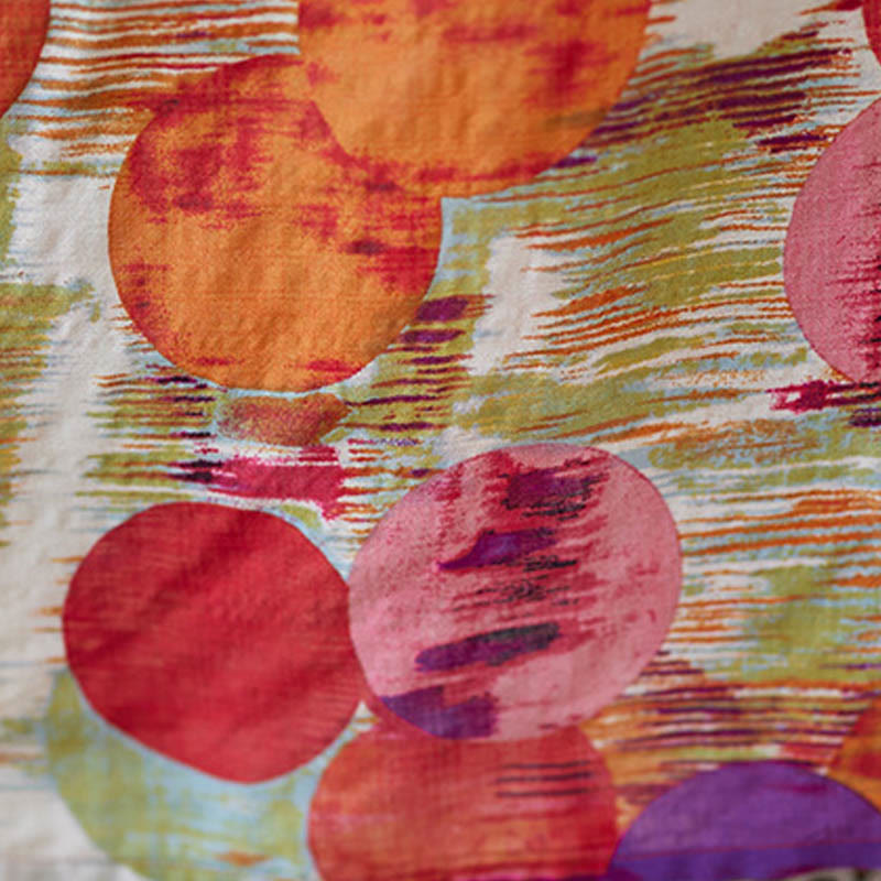 Buddha Stones Orange Blue Colorful Polka Dots Midi Dress Cotton Half Sleeve Dress With Pockets - image 17