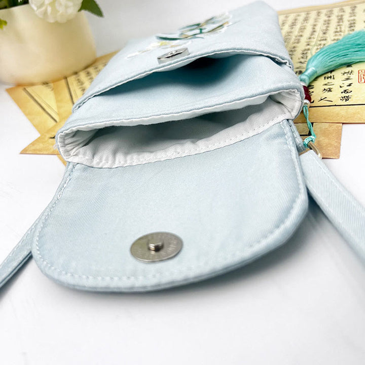 Buddha Stones Small Embroidered Flowers Crossbody Bag Shoulder Bag Double Layer Cellphone Bag - image 17