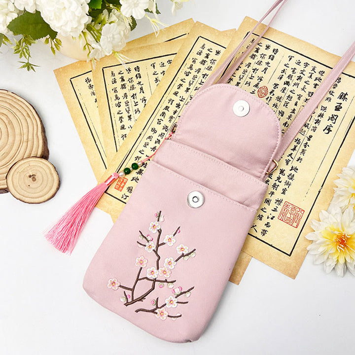 Buddha Stones Small Embroidered Flowers Crossbody Bag Shoulder Bag Double Layer Cellphone Bag - image 25