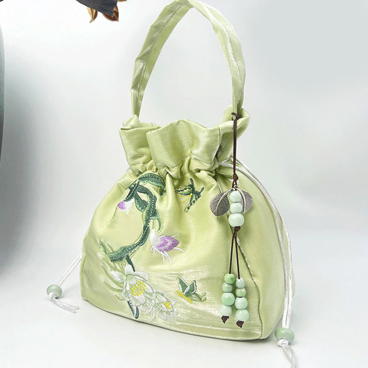 Buddha Stones Embroidered Flowers Wisteria Lily Cotton Linen Tote Crossbody Bag Shoulder Bag Handbag - image 19