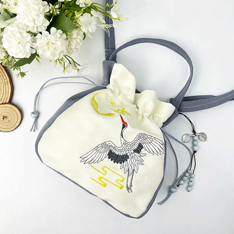 Buddha Stones Embroidered Butterfly Lotus Magnolia Cotton Linen Tote Crossbody Bag Shoulder Bag Handbag - image 26