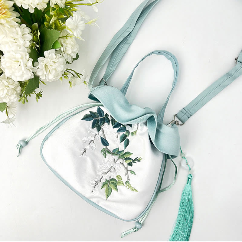 Buddha Stones Suzhou Embroidery Camellia Magnolia Peony Lotus Silk Tote Crossbody Bag Shoulder Bag Handbag - image 19