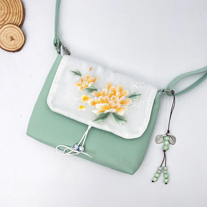 Buddha Stones Embroidered Camellia Epiphyllum Gardenia Sakura Flowers Crossbody Bag Shoulder Bag Cellphone Bag - image 37