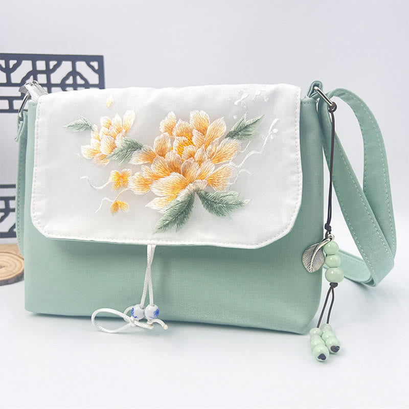 Buddha Stones Embroidered Camellia Epiphyllum Gardenia Sakura Flowers Crossbody Bag Shoulder Bag Cellphone Bag - image 36