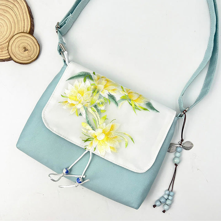 Buddha Stones Embroidered Camellia Epiphyllum Gardenia Sakura Flowers Crossbody Bag Shoulder Bag Cellphone Bag - image 32
