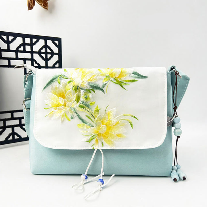 Buddha Stones Embroidered Camellia Epiphyllum Gardenia Sakura Flowers Crossbody Bag Shoulder Bag Cellphone Bag - image 31