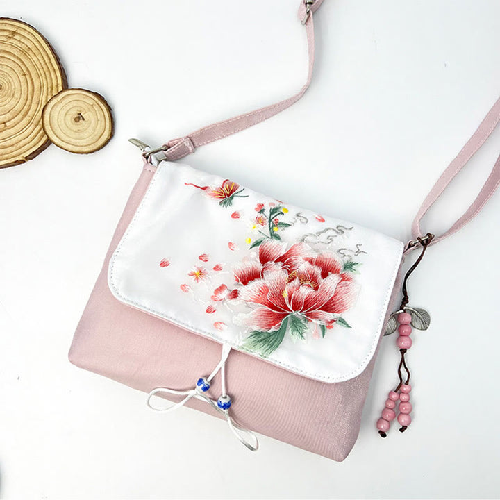 Buddha Stones Embroidered Camellia Epiphyllum Gardenia Sakura Flowers Crossbody Bag Shoulder Bag Cellphone Bag - image 49