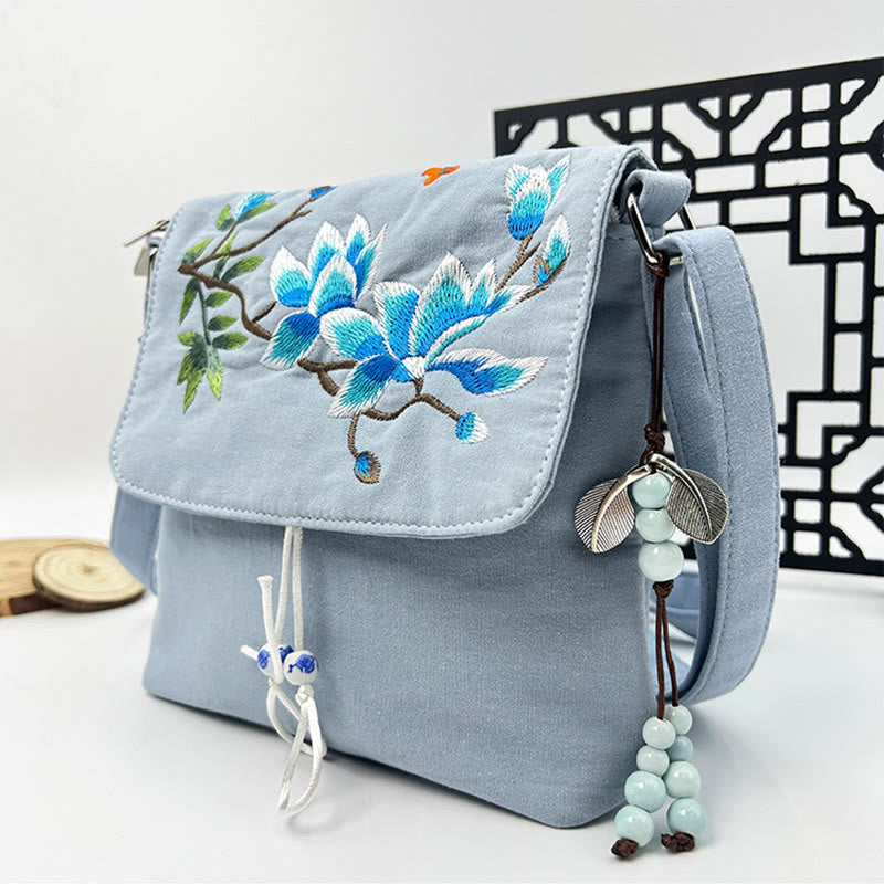 Buddha Stones Embroidered Camellia Epiphyllum Gardenia Sakura Flowers Crossbody Bag Shoulder Bag Cellphone Bag - image 25