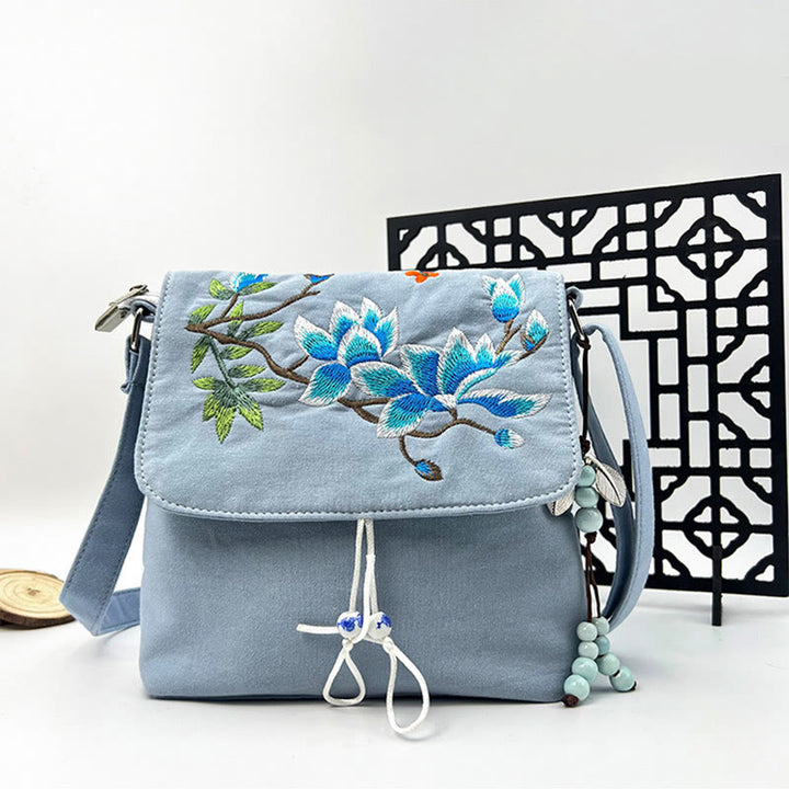 Buddha Stones Embroidered Camellia Epiphyllum Gardenia Sakura Flowers Crossbody Bag Shoulder Bag Cellphone Bag - image 24
